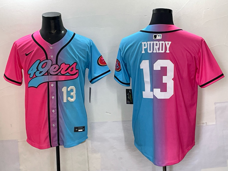 Men San Francisco 49ers 13 Purdy Blue pink Nike Limited NFL 2025 Jersey 0011